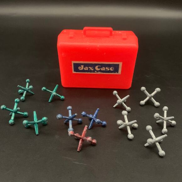 Vintage Jax Case & 12 Steel Jax Game No Ball - Picture 1 of 9